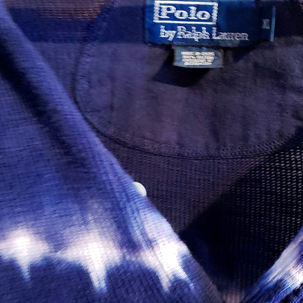XL Polo by Ralph Loren cotton button down tie die decorated sweater